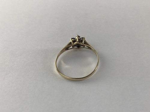 1989 Diamond & Sapphire Ring 9ct Gold Sapphire & Diamond Vintage Ring - Size Q - Picture 10 of 15