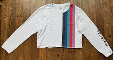 Peloton Women’s Rainbow Stripe Crop Sweatshirt Top Long Sleeve XXL Made in USA