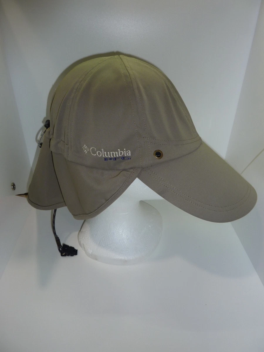 Columbia PFG Long Bill Hat Cap Neck Flap Fly Fishing Olive Green