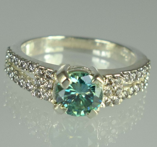 2.58 Ct Green Diamond Solitaire 7 x 7 mm Round Cut Certified Ring See Video
