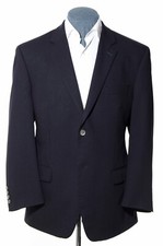 42R Calvin Klein Black Worsted-Wool Metal-Buttons Blazer Jacket Sport Coat L