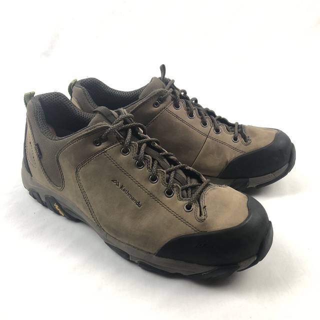 Kathmandu Strowan NGX Mens 12 Brown Leather Vibram Hiking Trail Shoes