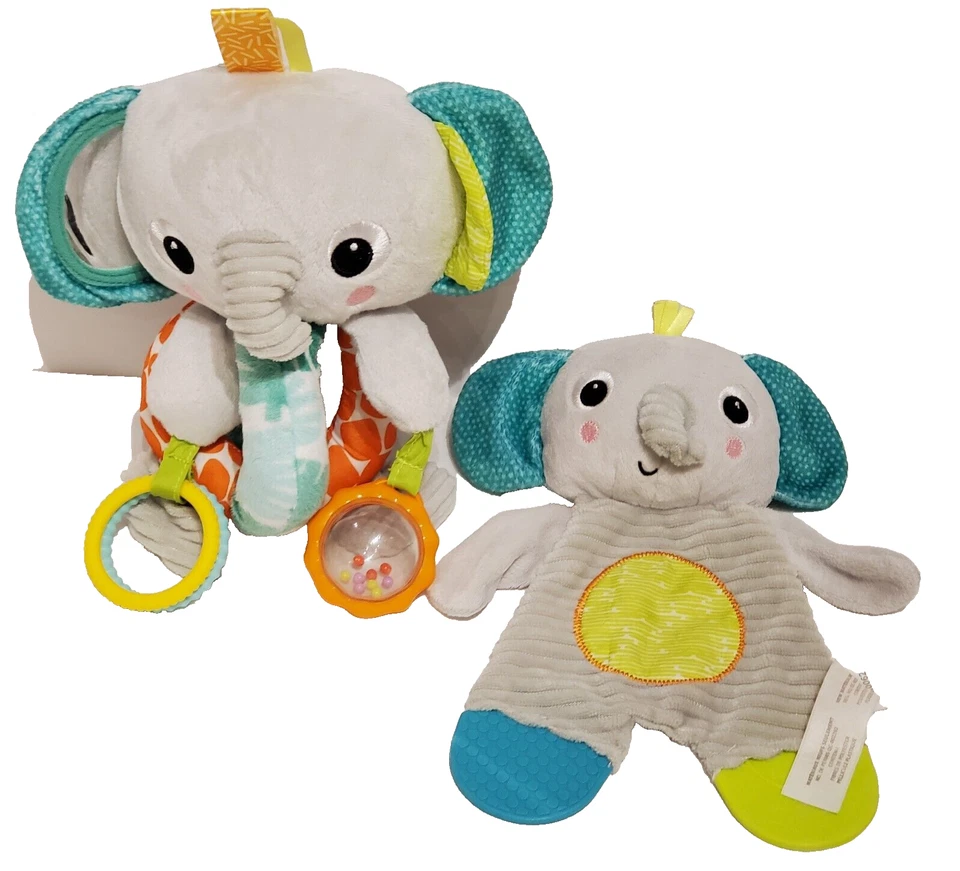 Bright Starts Elephant Baby Rattle and Crinkle Teether Set - Image 2 of 4