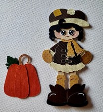 Mini November Calendar Girl Black Hair set. Scrapbook, Card making Paper Piecing