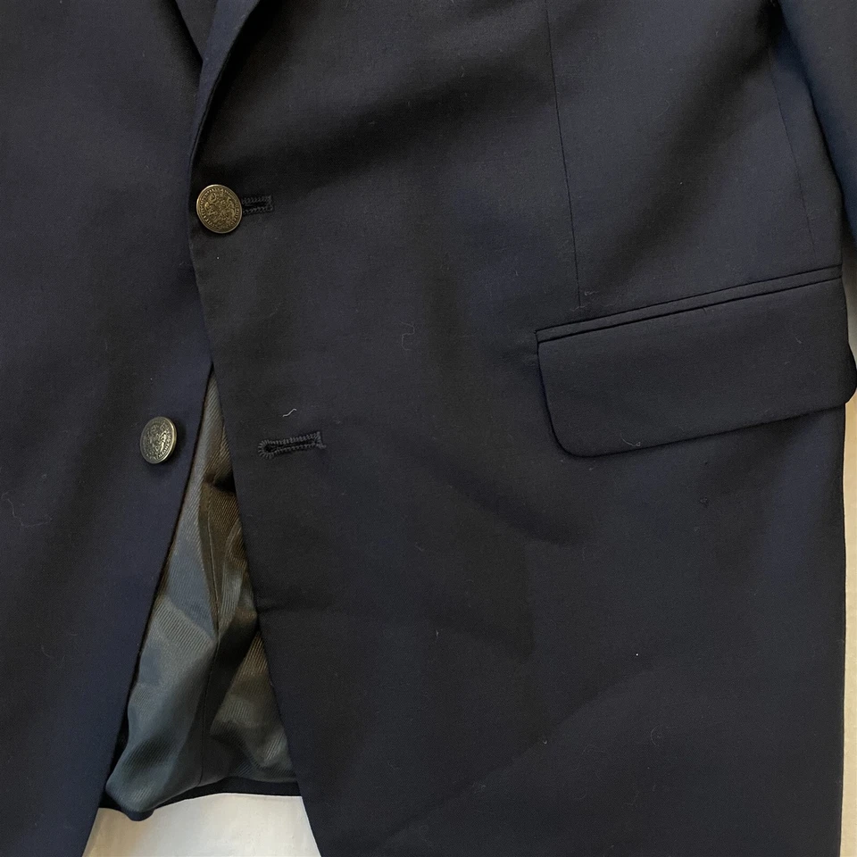 Chaqueta Blazer Abrigo Deportivo De Colección Oscar de la Renta 44L Azul Marino Dorado Botón 100% Lana Foto 3 de 4