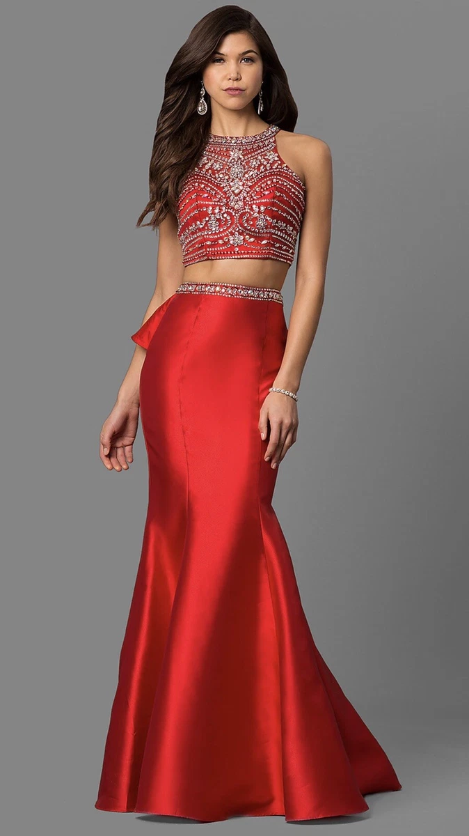 Two piece long store formal dresses