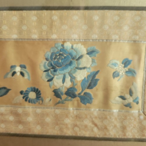 Pannello ricamo filo oro punto proibito seta cinese incorniciato vintage drago - Foto 7 di 14