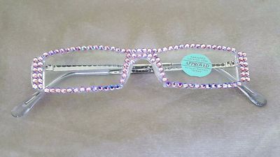 FULL ROSE  AB AUSTRIAN CRYSTAL READING GLASSES 1.00 GOLD ARMS