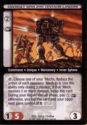 1x  Contract with 21st Centauri Lancers - R Ungraded Mercenaries