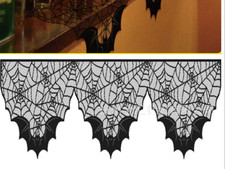 Cloth Banner Halloween Decor Props Black Lace Spider Web 150X36CM