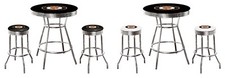 MLB 5PC Black Bar Table Swivel Seats Colored Vinyl Team Logo Decals Glass Option