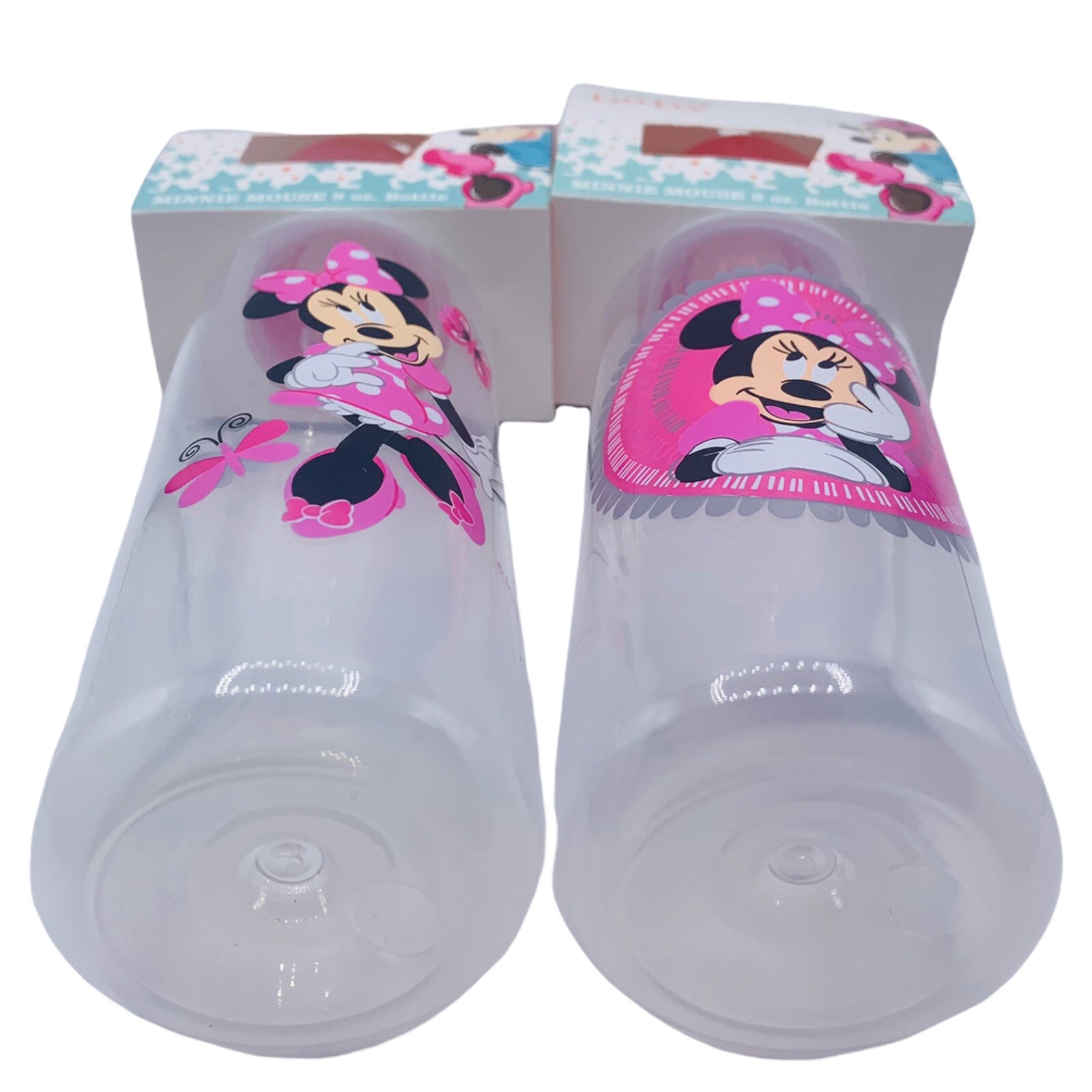 2x Disney Baby Bottles Minnie Mouse Medium flow silicone Nipple BPA