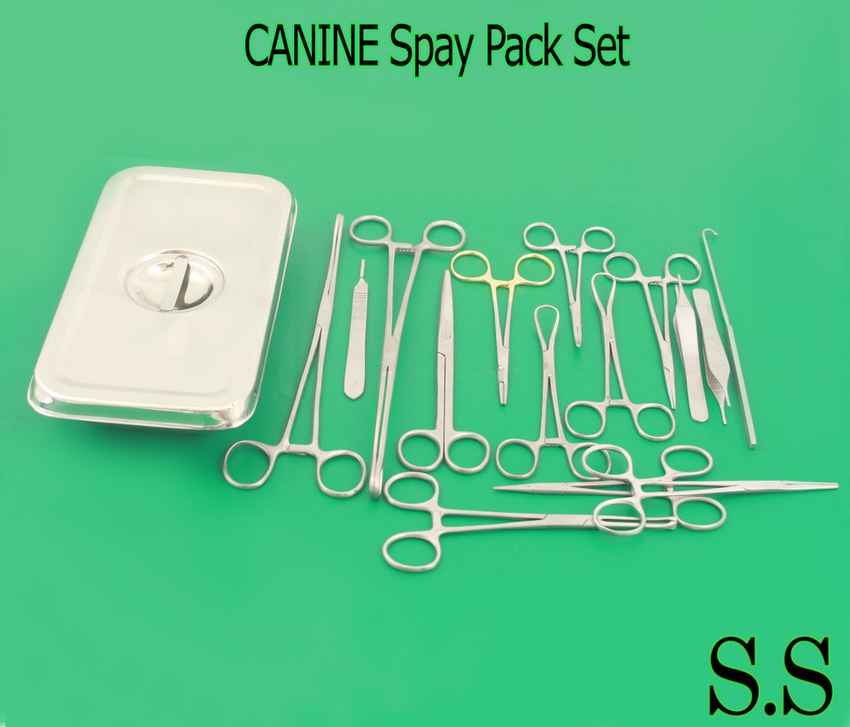 Instrument Box Veterinary CANINE Spay Pack | 19 Instruments+Box Veterinary SURGICAL INSTRUMENTS ...