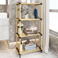 Mobile,Mobiletto,Scaffale Bagno in Legno Naturale 4 Ripiani P28xL48xH93