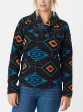 NEW CHAPS Womens Cozy Southwest Aztec Tunic Fleece Shawl Top Shirt Blue XS 2 NWT