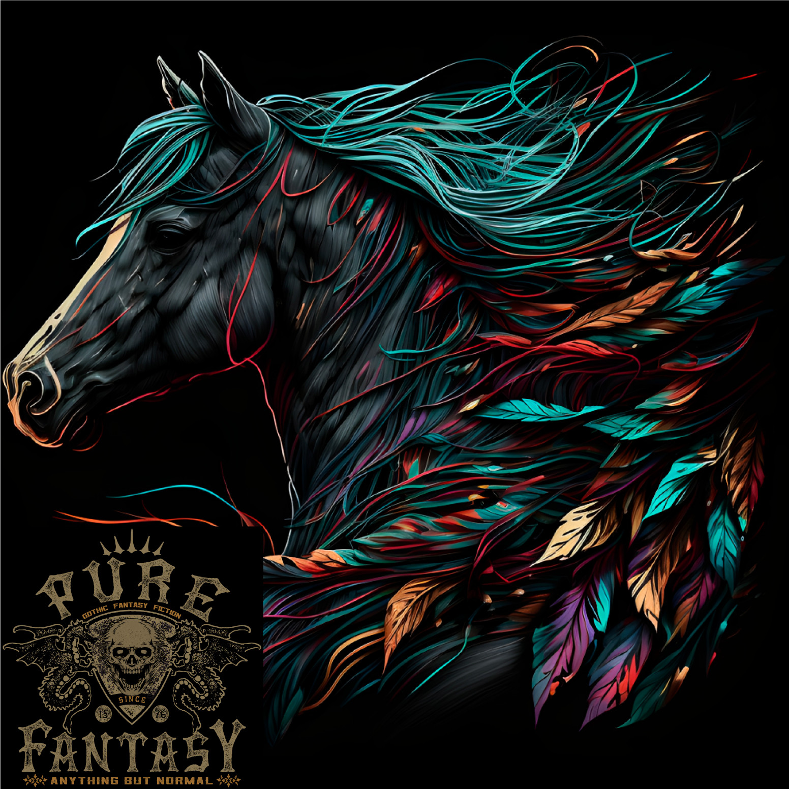 A Fantasy Caballo con Plumas Pegaso Hombre Luz Camiseta Algodón