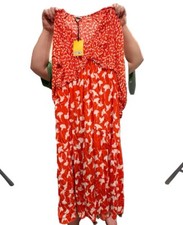 Diane Von Furstenberg DVF for Target V-Neck Ginkgo Cherry Tomato Maxi Dress 1X