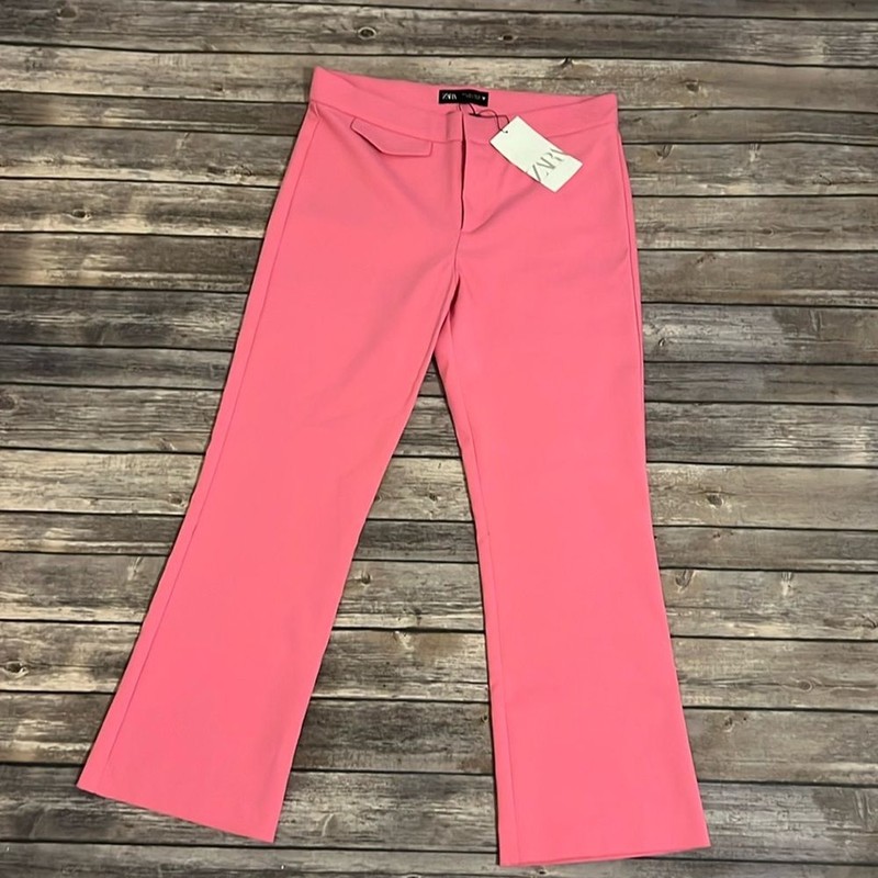 Zara High Waist Pink Mini Flare Pants New Size Large