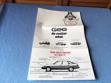 CLASSIC CAR EPHEMERA MAILING ADVERTISEMENT 1990 GEO PRIZM  FOR $11897 CHEVROLET 