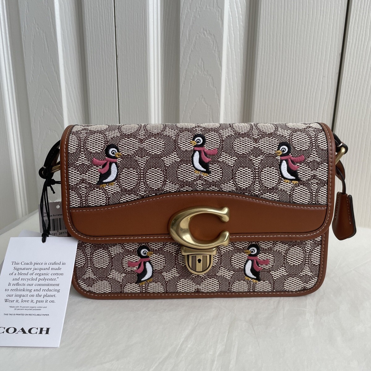 coach Studio Shoulder Bag In Signature Jacquard With Penguin Motif