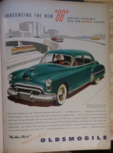 1949 Oldsmobile 88 Rocket Green Vintage Automobile Car Magazine Ad
