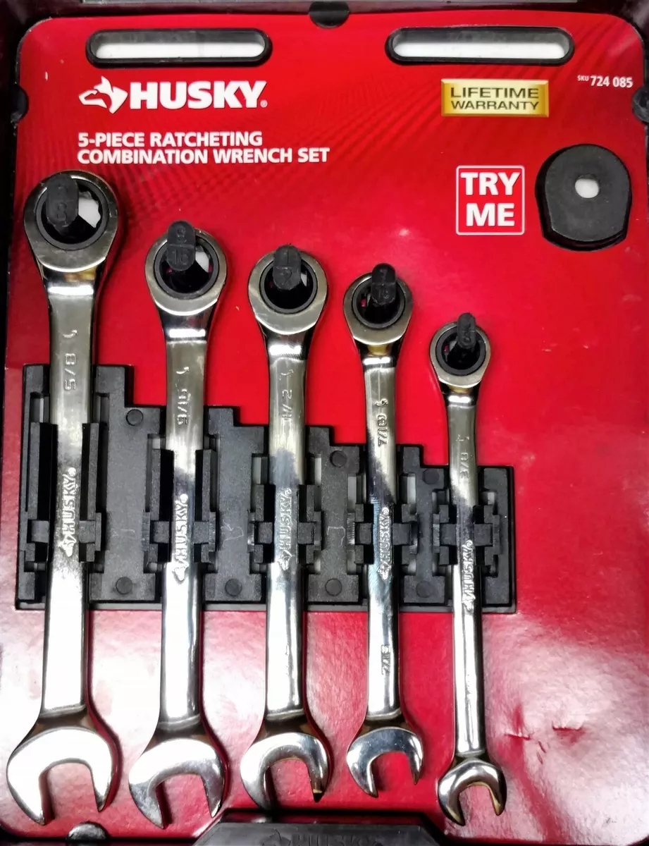 Husky 5 Piece Ratcheting Combination Wrench Set SAE