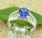 18k Solid White Gold Natural Diamond & AAA Cushion Cut Tanzanite Ring 2.60 ct — photo 6