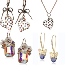 Betsey Johnson Earrings & Necklace 4PCs Bundle Set | Versatile Styles |
