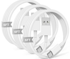 3-Pack 6FT Car Carplay Cable USB A to USB C Cable for iPhone 16 15 Pro Plus Pro