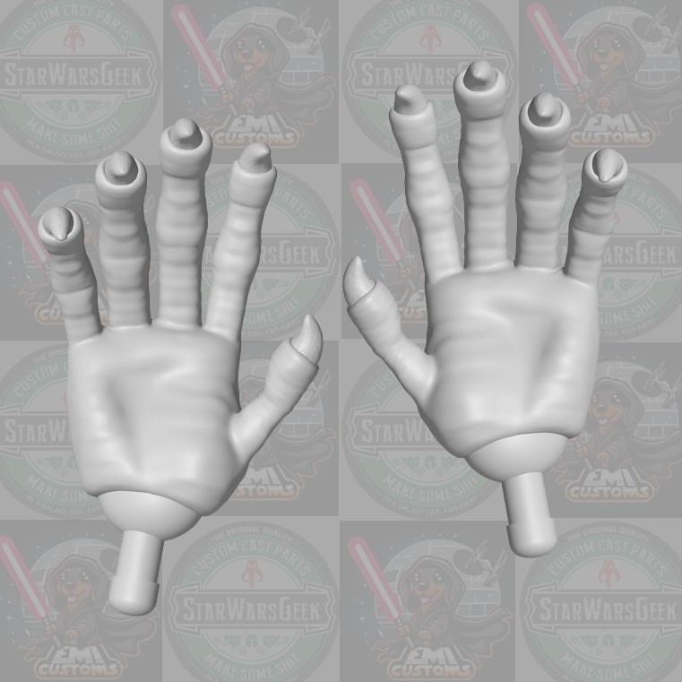 Aqualish Ponda Baba custom hands v3 for 1:6 1:10 1:12 & 1:18 action figures