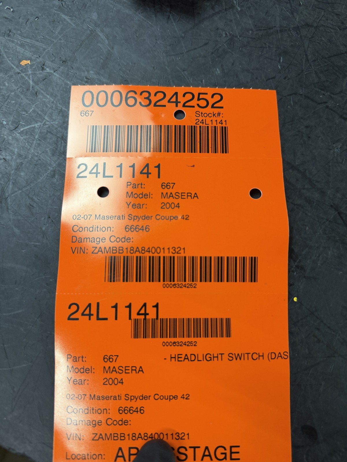 02-06 MASERATI SPYDER COUPE HEAD LIGHT LAMP CONTROL SWITCH