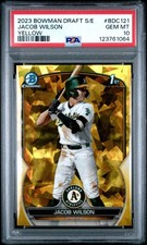 2023 Bowman Draft Jacob Wilson Chrome 1st Sapphire Edition Yellow /75  PSA 10