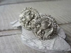 Vintage Miriam Haskell American Eagle Patriotic Filigree Silver Tone EARRINGS