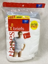 NEW Hanes 8 Pack White Cotton Briefs Mens Underwear 2006 36" Vintage NOS SEALED