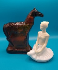 Avon Perfume Bottle Horse Ballerina Glass Milk Amber Empty Vintage Collectable