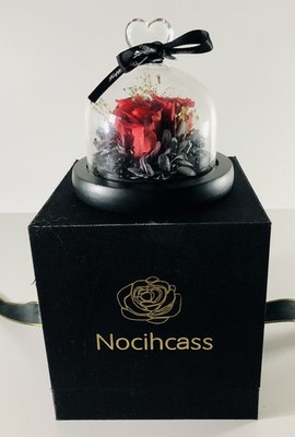 Nocihcass, Ewige Rose - konservierte Blumen in Glaskuppel mit LED-Leuchten verpackt