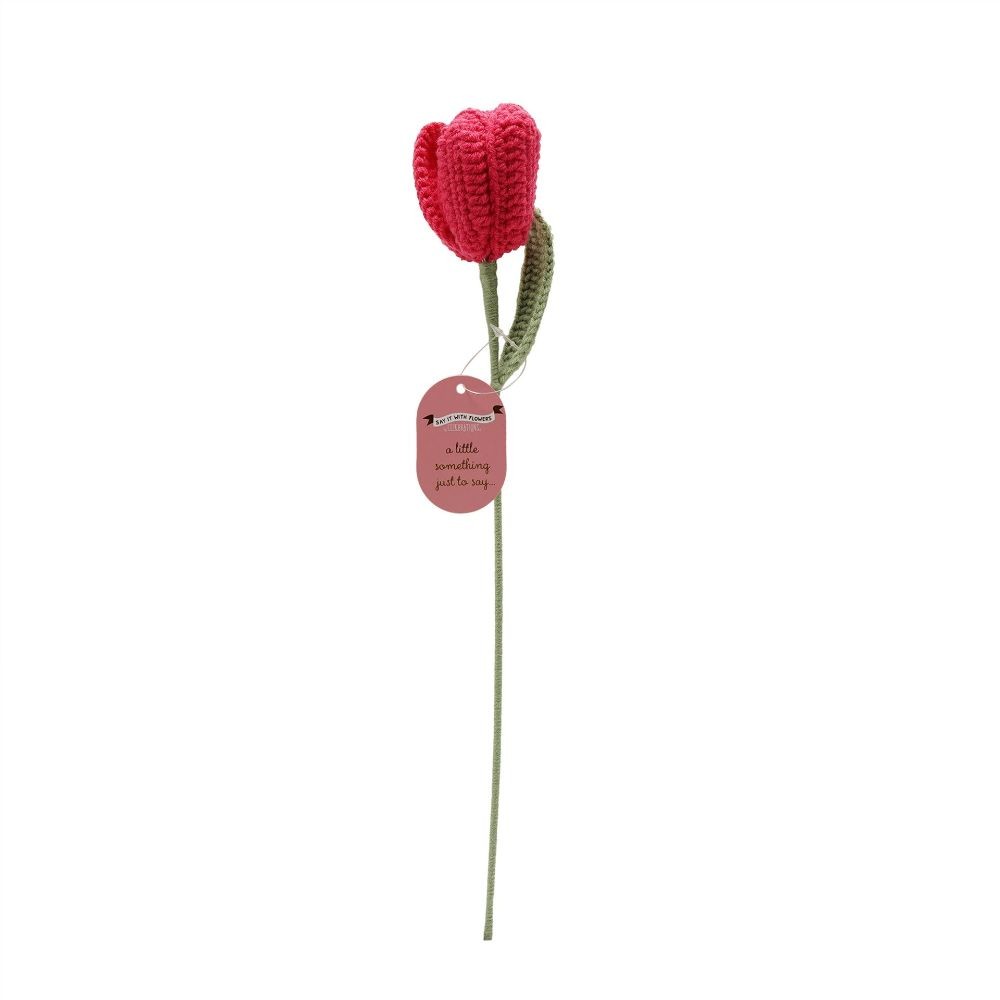 Say It With Flowers Crochet Bright Pink Tulip 35cms