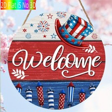American Flag Sign Aluminum 8 Round Funny Door Hanger Patriotic Sign