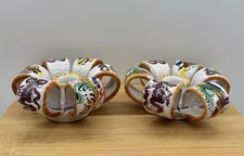 Deruta Pottery Chamberstick Candle Holders Multi Handle Numbered Set of 2 ~ VTG