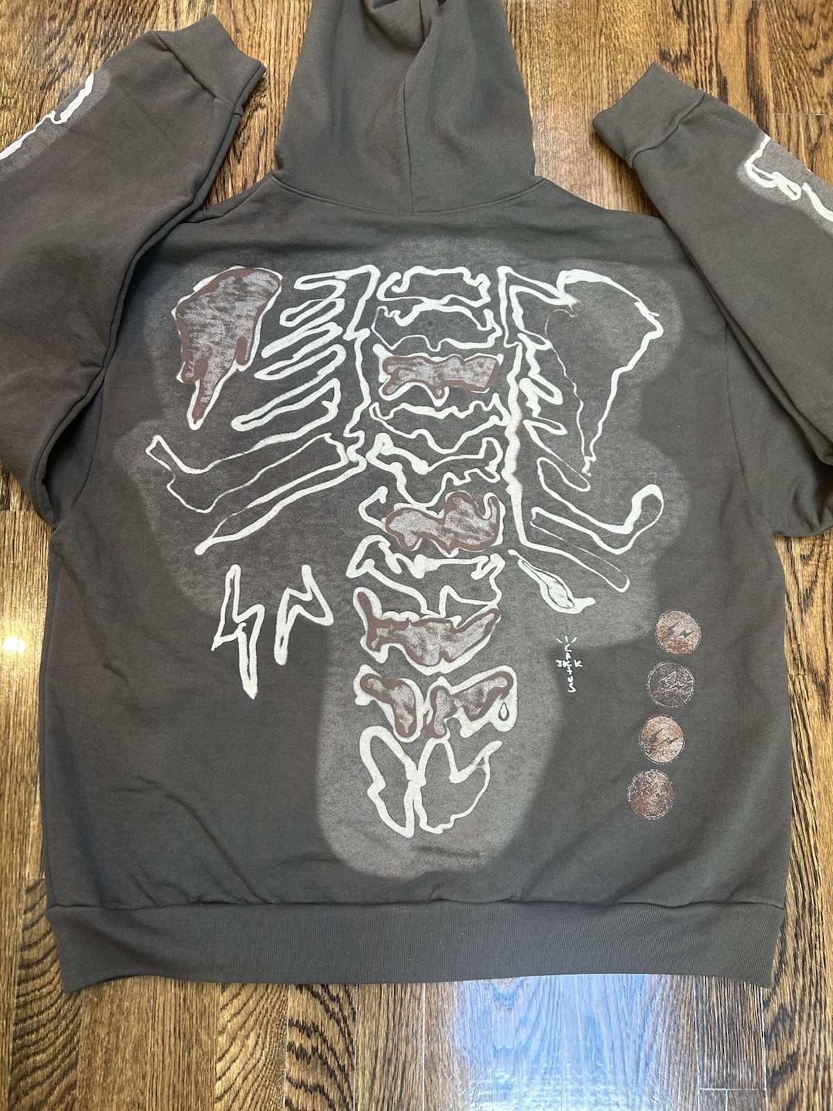 Authentic Travis Scott x Fragment Brown Mocha Skull Skelton Hoodie Men’s XL Rare image 10