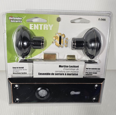 Defender  Security E(2495 Mortise Keyed Lock Set Bronze w Key, Indoor 