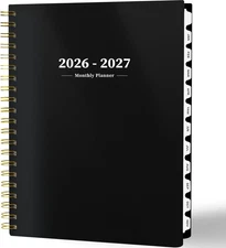 2‑Year 2026‑2027 Monthly Planner 8.5×11 Spiral – School & Office Black