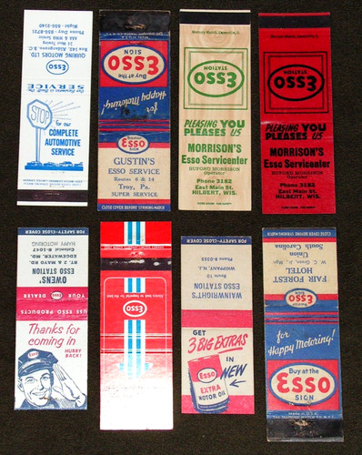 Lot of 8 Vintage Esso Gas & Oil Service Station Matchbook Covers Advertisement