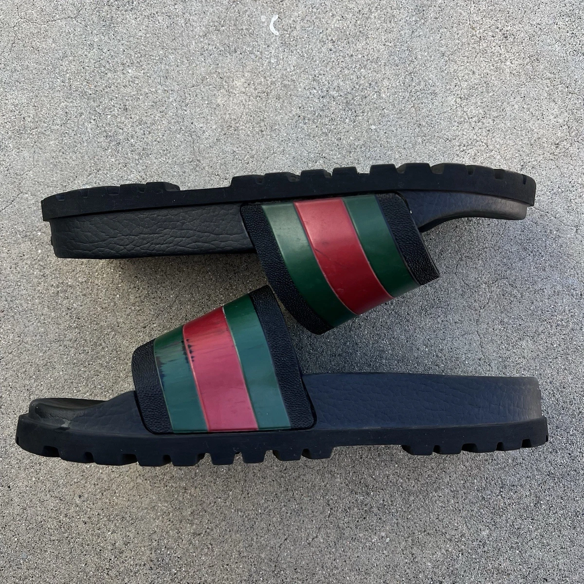 Gucci Black Striped Sandals for Men for sale | eBay