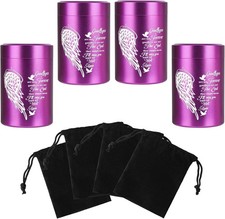 Mini Urns for Human Ashes Set of 4, Small Purple Angel Wings Keepsake Urns for A