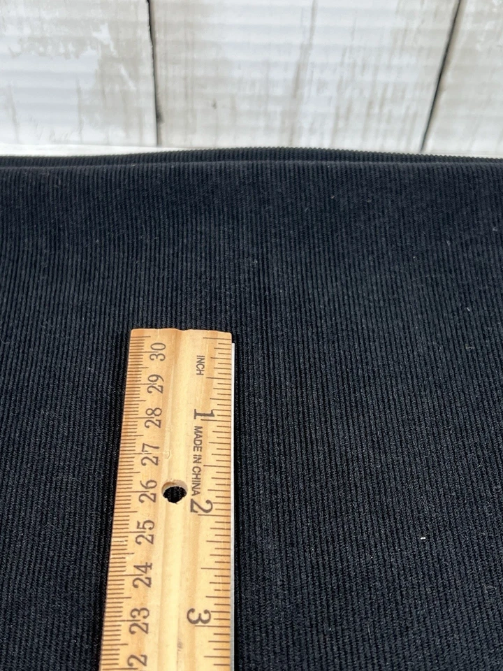 Vintage Black Small Rib Corduroy Polyester Fabric 3/4 Yards 58" Wide Unbranded - Image 2 of 4