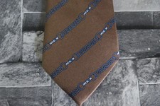 VTG Hermes Paris hand made in France Brown link silk neck tie