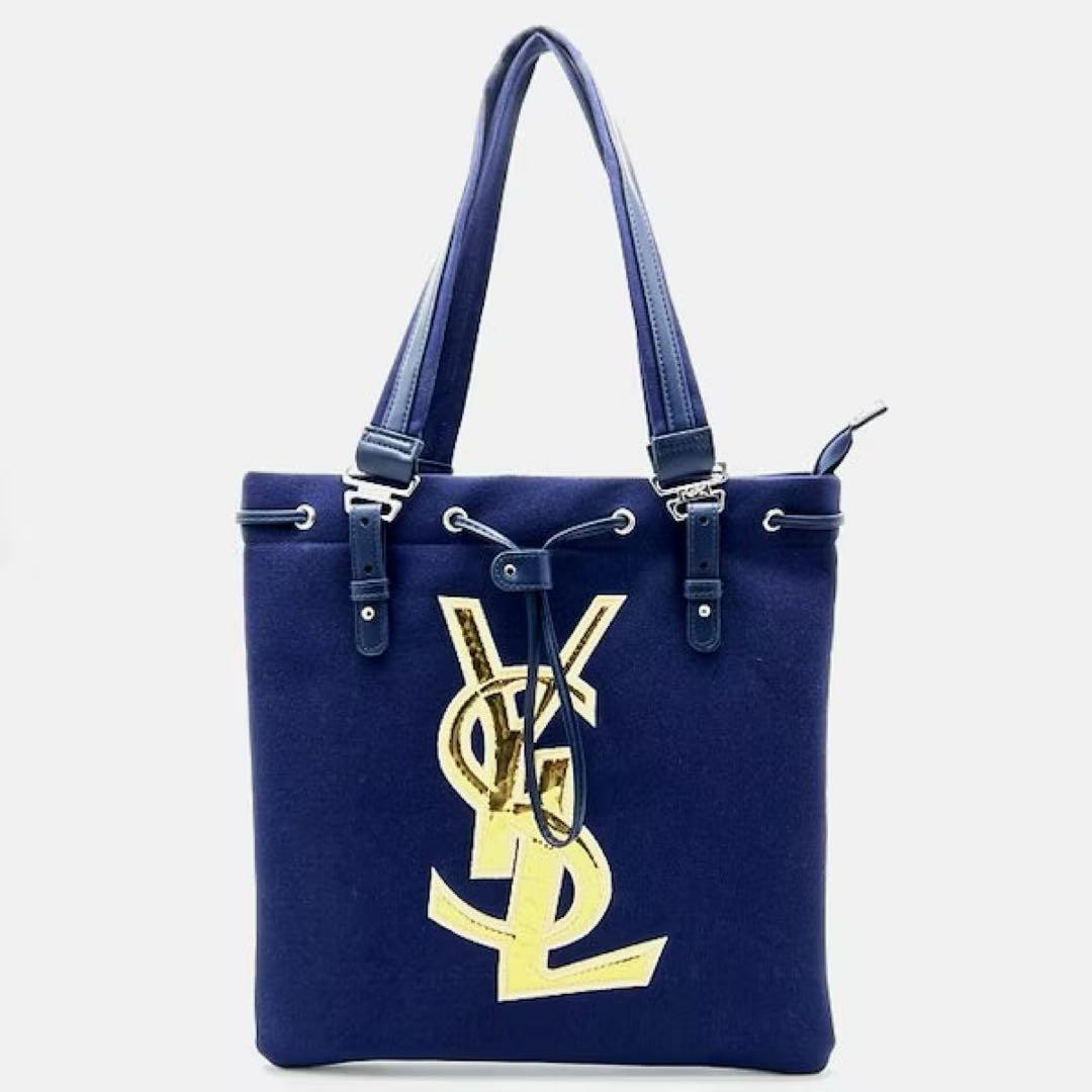 Borsa tote Yves Saint Laurent nuova in vera pelle navy