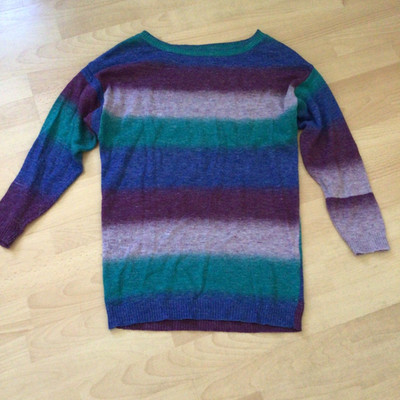 Divided by H&M Pullover kuschel langarm Damen Gr. 38 bunt gestreift Länge 70 cm