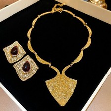 Gold Alloy Jewelry Set Teardrop Zirconia Simu...